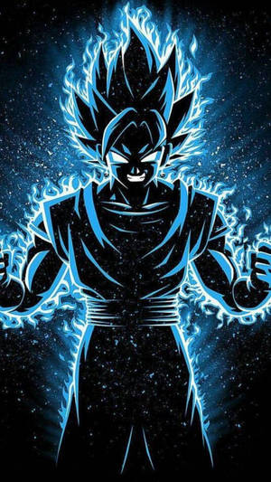 Blue Lit Super Saiyan Son Goku Iphone Wallpaper