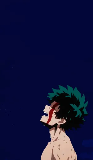 Blue Minimalist Bloody Deku Phone Wallpaper