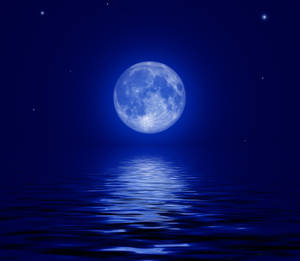 Blue Moon Night Sky Wallpaper