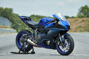 Blue Motorbike Transport Medium Wallpaper