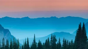 Blue Mountains Light Sky Painting Wallpaper