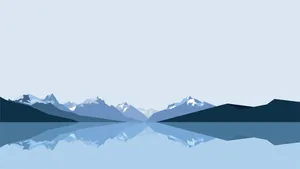 Blue Mountains With Icy Peaks Minimal Background Wallpaper