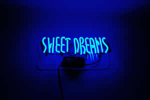 Blue Neon Sweet Dreams Sign Wallpaper