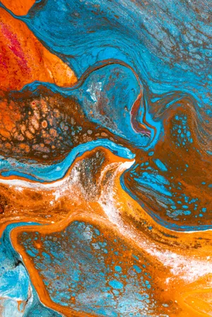 Blue Orange Mixture Watercolor Wallpaper