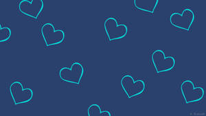 Blue Outline Hearts Wallpaper