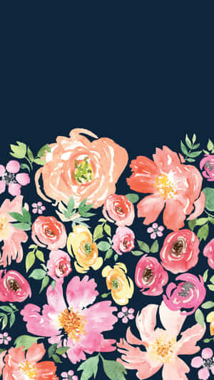 Blue Pastel Cute Floral Phone Wallpaper
