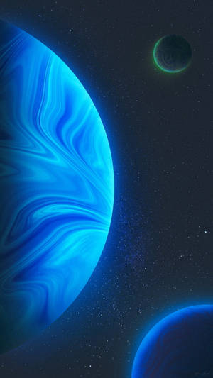 Blue Planets Space Phone Wallpaper