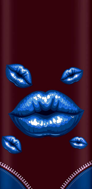 Blue Pouty Lips Artwork Wallpaper