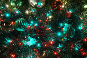 Blue Red Christmas Lights Tree Wallpaper