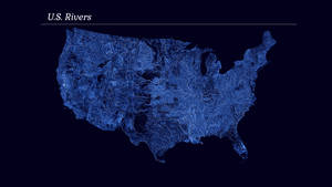 Blue River Map Wallpaper