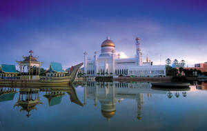 Blue Skies Over Brunei Mosque Wallpaper