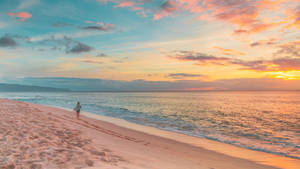 Blue Sky On Beach Sunset Wallpaper