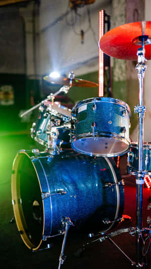 Blue Sparkle Drum Set Stage Lights Wallpaper