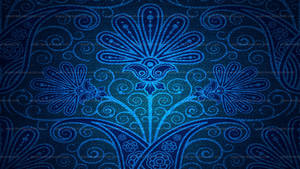 Blue Texture With Flowers Spirals Wallpaper
