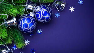 Blue-themed Christmas Bell Wallpaper
