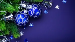 Blue-themed Christmas Bell Wallpaper