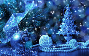 Blue-themed Christmas Holiday Desktop Wallpaper