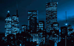 Blue-tinted Skyline Of Newark Wallpaper