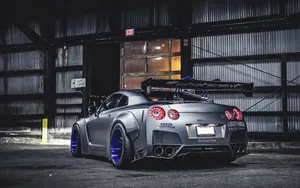 Blue Wheels Gray Nissan Gt R 4k Wallpaper