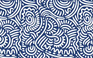 Blue White Boho Doodle Wallpaper
