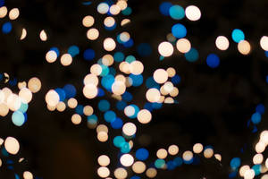 Blue White Christmas Lights Bokeh Wallpaper