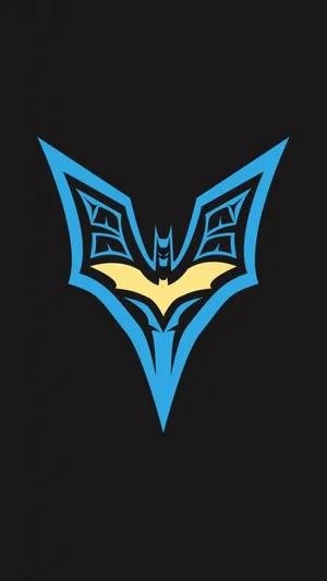 Blueand Yellow Batman Symbolon Black Background Wallpaper