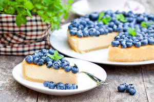 Blueberry Pie Slice On Plate Wallpaper