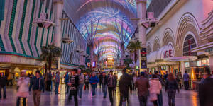 Blurry Tourists Walking Fremont Street Wallpaper