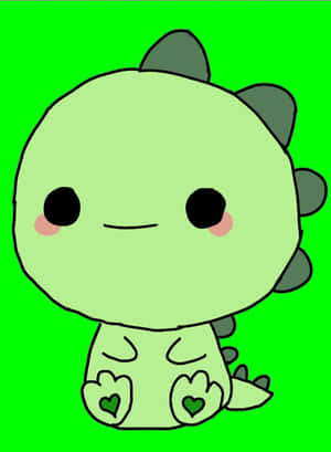 Blushing Green Cute Dino Stegosaurus Illustration Wallpaper