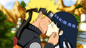 Blushing Hinata Anime Couple Kiss Scene Wallpaper