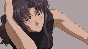 Blushing Misato Evangelion Wallpaper