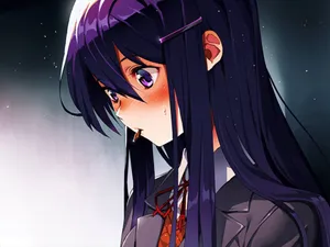 Blushing Yuri Doki Doki Literature Club Wallpaper