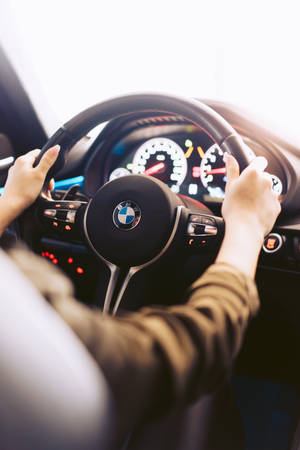Bmw Luxury Car Steering Wheel Portrait Wallpaper