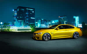 Bmw M4 Yellow Parked Diamond Car Wallpaper