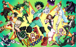 Bnha Characters In Quirky Poses Wallpaper