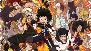 Bnha Hero Characters Promotional Poster Wallpaper