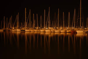 Boat On Water At Night Wallpaper