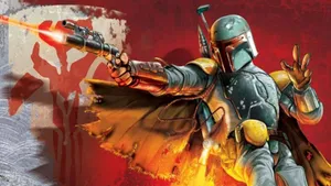 Boba Fett On Red Background Wallpaper