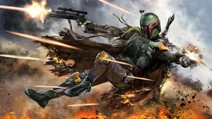Boba Fett Under Bullet Fires Hd Wallpaper