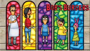 Bobs Burgers Belcher Family On Stained Glass Wallpaper