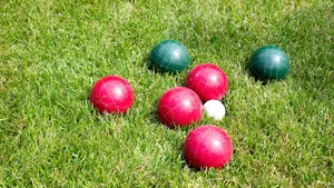 Bocce Ball Green And Red On Grass Wallpaper