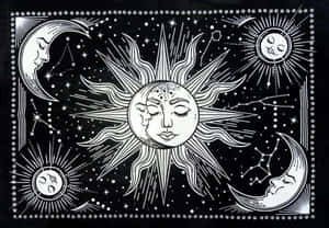 Bohemian Sun Moon Art Wallpaper
