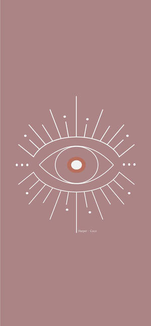 Boho Aesthetic Eye White Outline Wallpaper