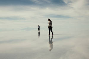 Bolivia Uyuni Salt Water Landscape Wallpaper