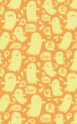 Boo And Stuff On Orange Background Wallpaper