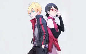 Boruto And Sarada Back To Back Wallpaper
