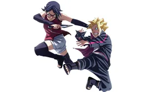Boruto And Sarada Midair Battle Wallpaper