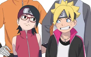 Boruto And Sarada Smiling At Each Other Wallpaper