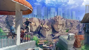 Boruto And The Modern Konoha Village Wallpaper