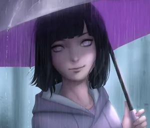 Boruto's Mother Hinata With Umbrella Wallpaper
